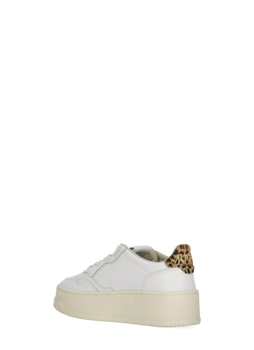 Autry White Animalier Platform Leather Sneakers