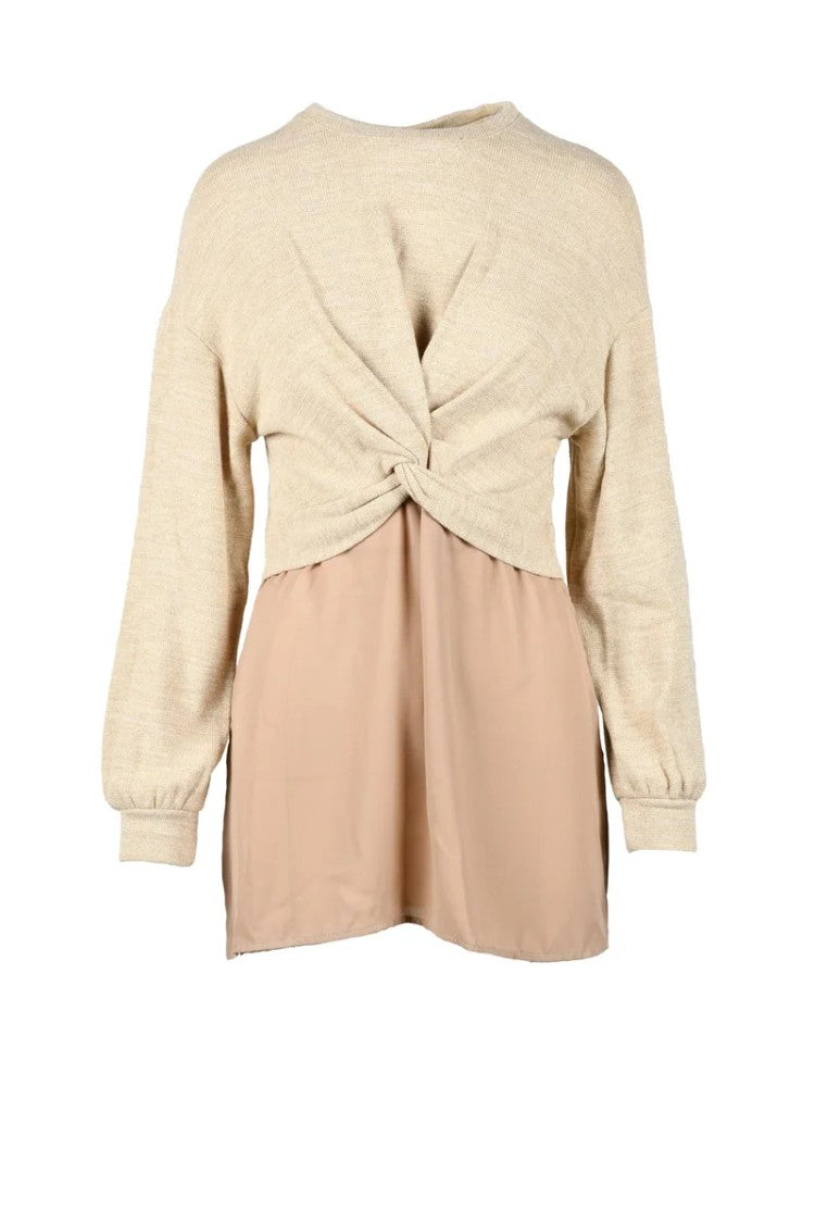 Emy-Ò Female Beige Knot Knitwear Top