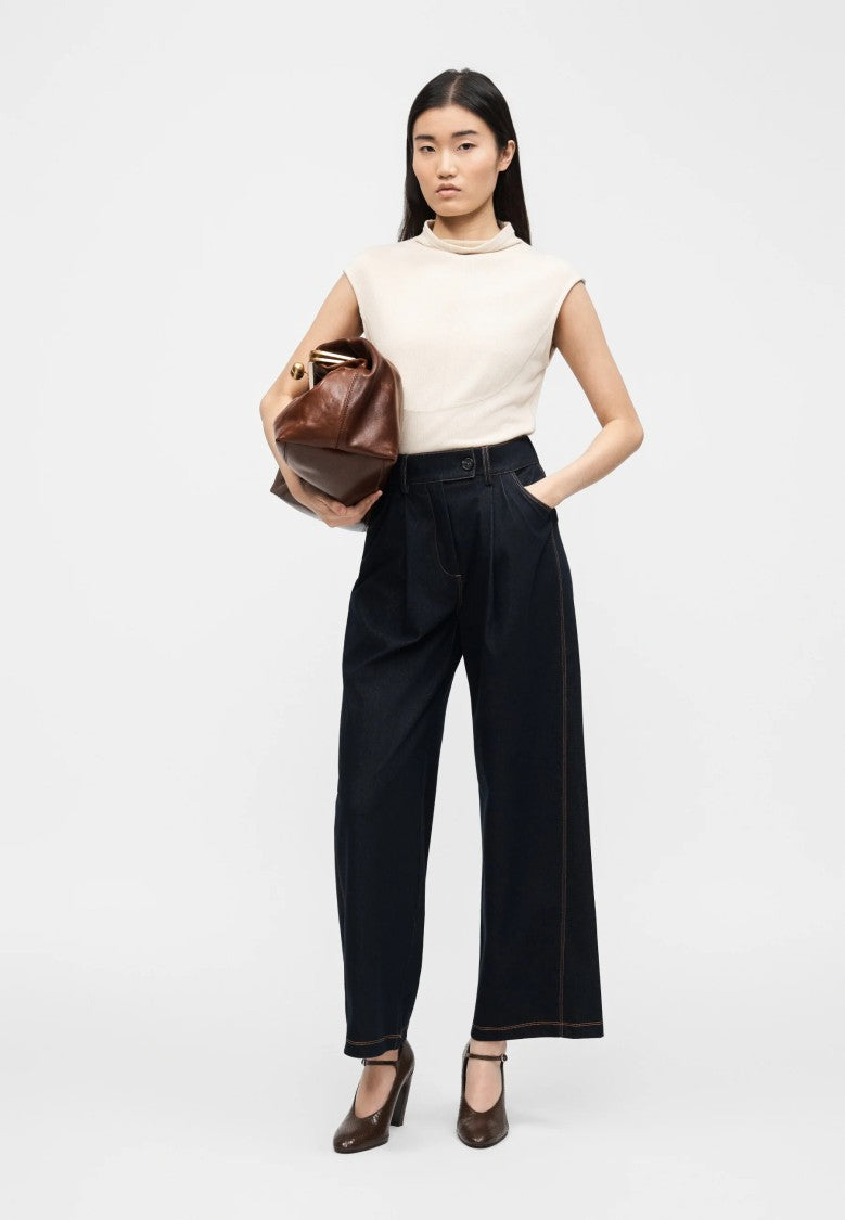 Max Mara Navy Blue Cotton Blend Trousers
