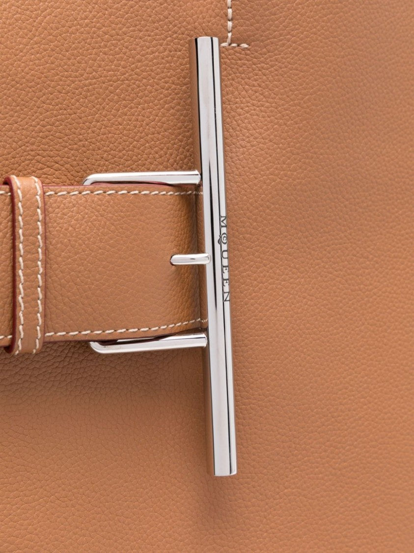 Alexander Mcqueen Beige Structured Leather Tote Bag