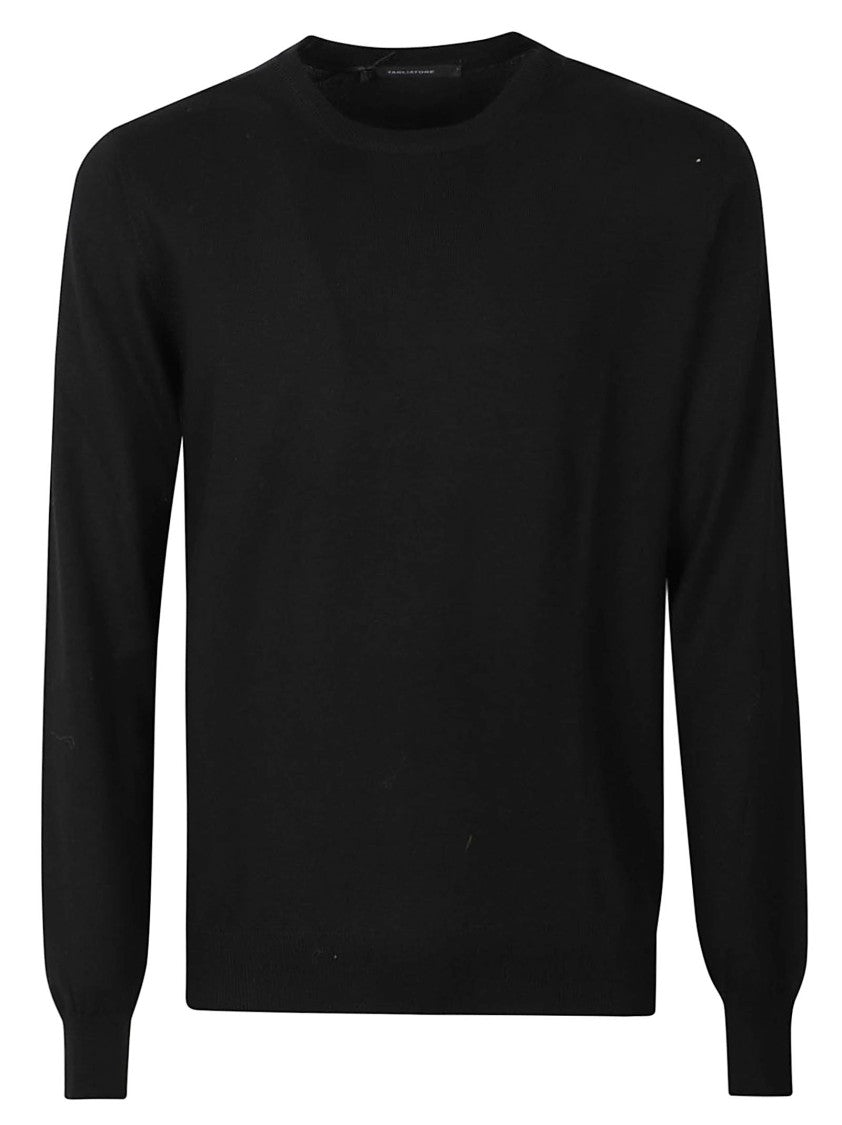 Tagliatore Crew Neck Wool Sweater With Ribbed Details