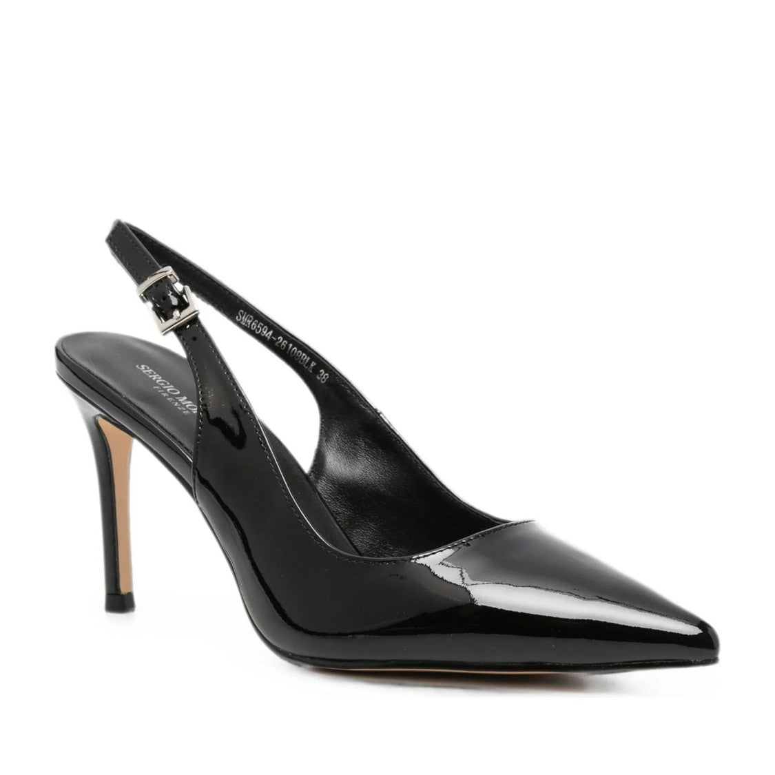 Sergio Moretti Black Glossy Adjustable Buckle Strap Patent Leather Pumps