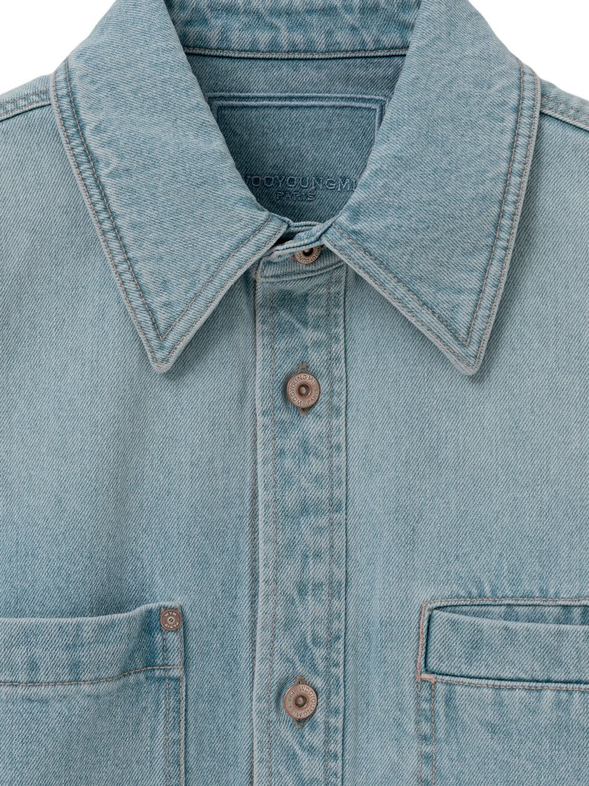 Wooyoungmi Embroidered Logo Cotton Shirt With Classic Collar