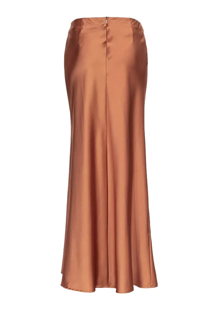 Pinko Brown Midi Skirt Asymmetrical Draped Detail