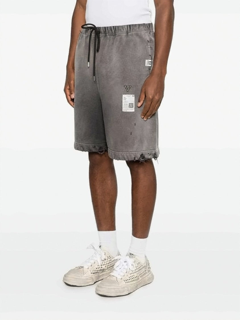 Maison Mihara Yasuhiro Relaxed Fit Grey Shorts With Distressed Details