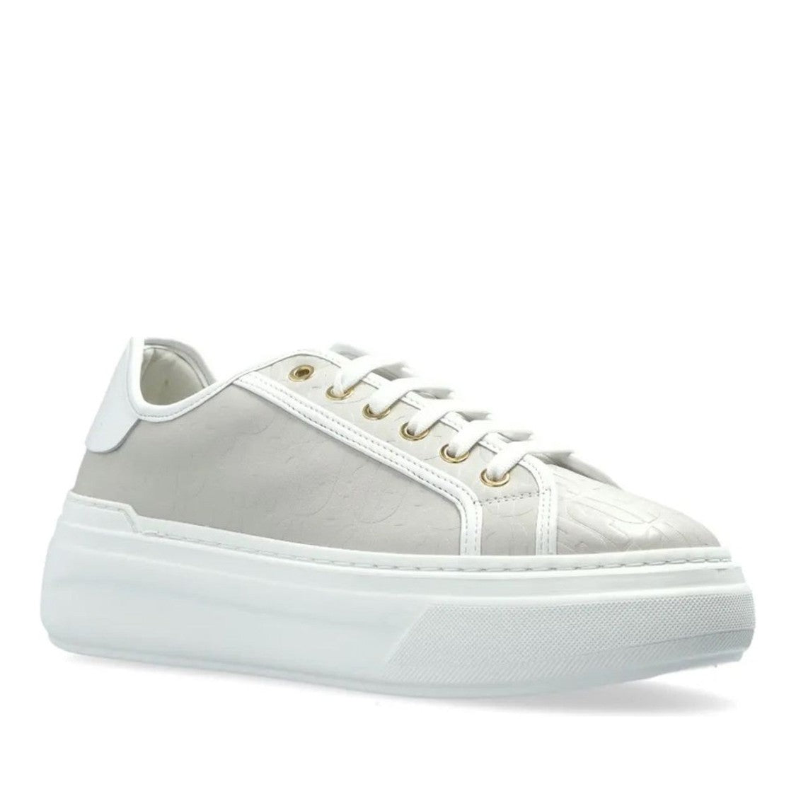 Furla Nuage Beige Embossed Pattern Leather Sneakers