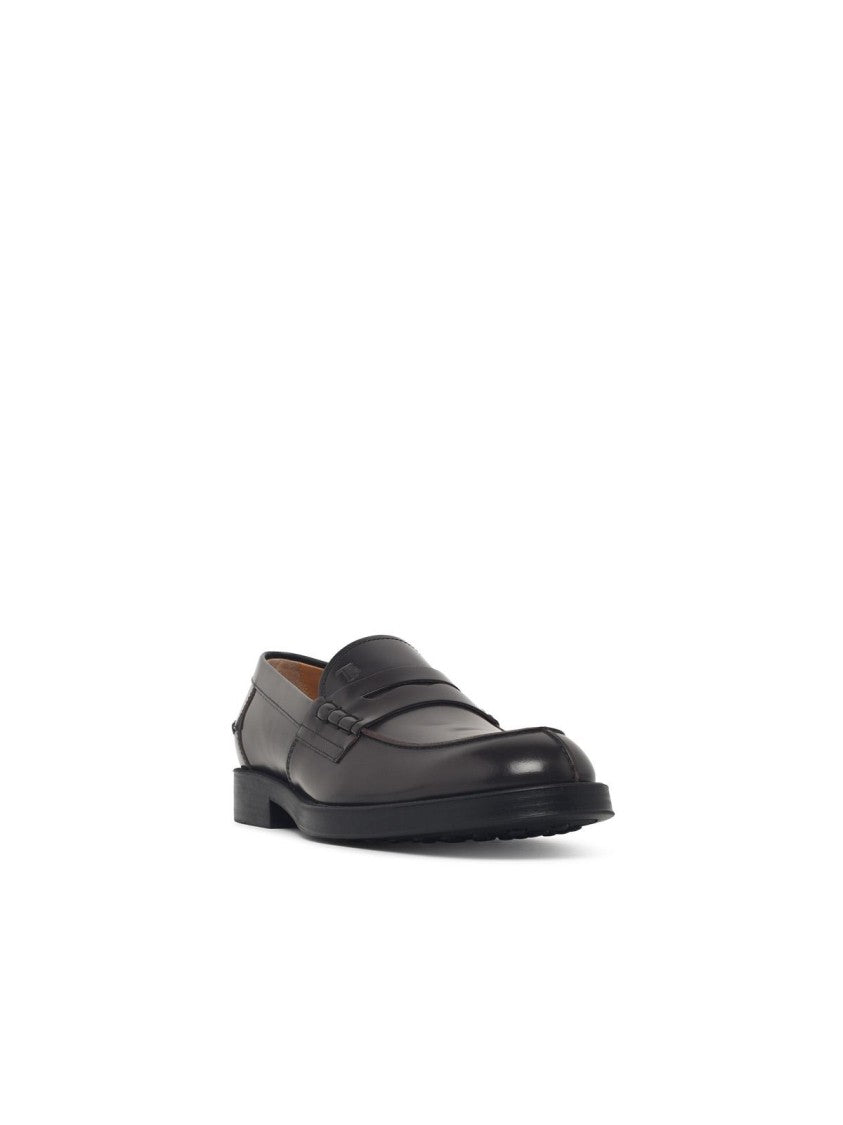Tod's Brown Leather Loafers With Iconic Bezel And Embossed Details