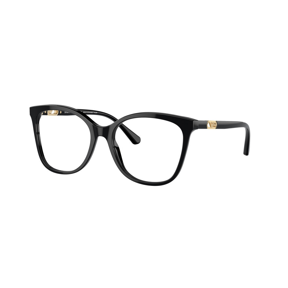 Emporio Armani Glossy Black Acetate Square Eyeglasses