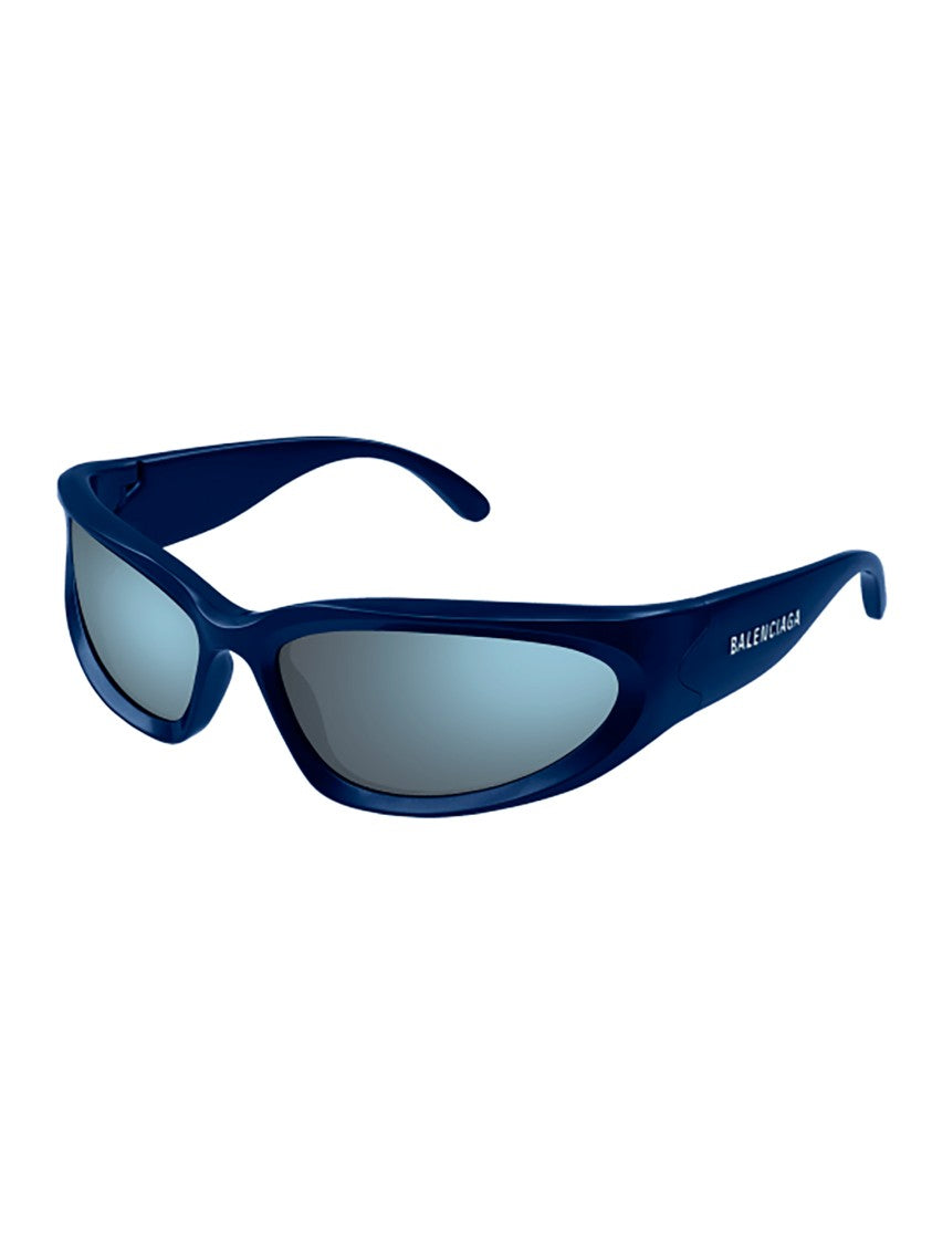 Balenciaga Blue Bb0157s Elongated Oval Sunglasses