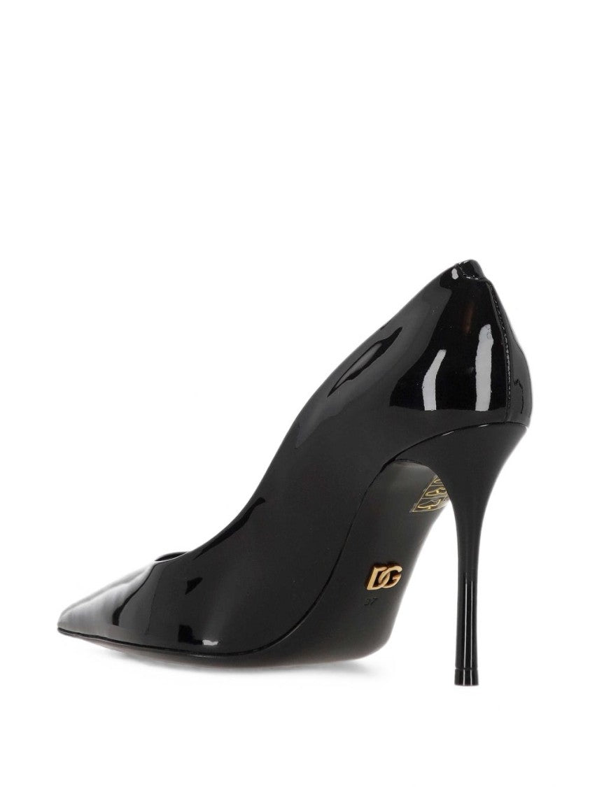 Dolce & Gabbana Glossy Patent Leather Pumps With Stiletto Heel And Dg Logo