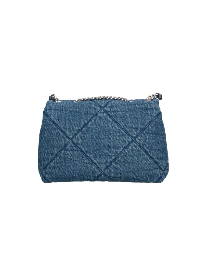 Tory Burch Blue Kira Quilted Cotton Bag
