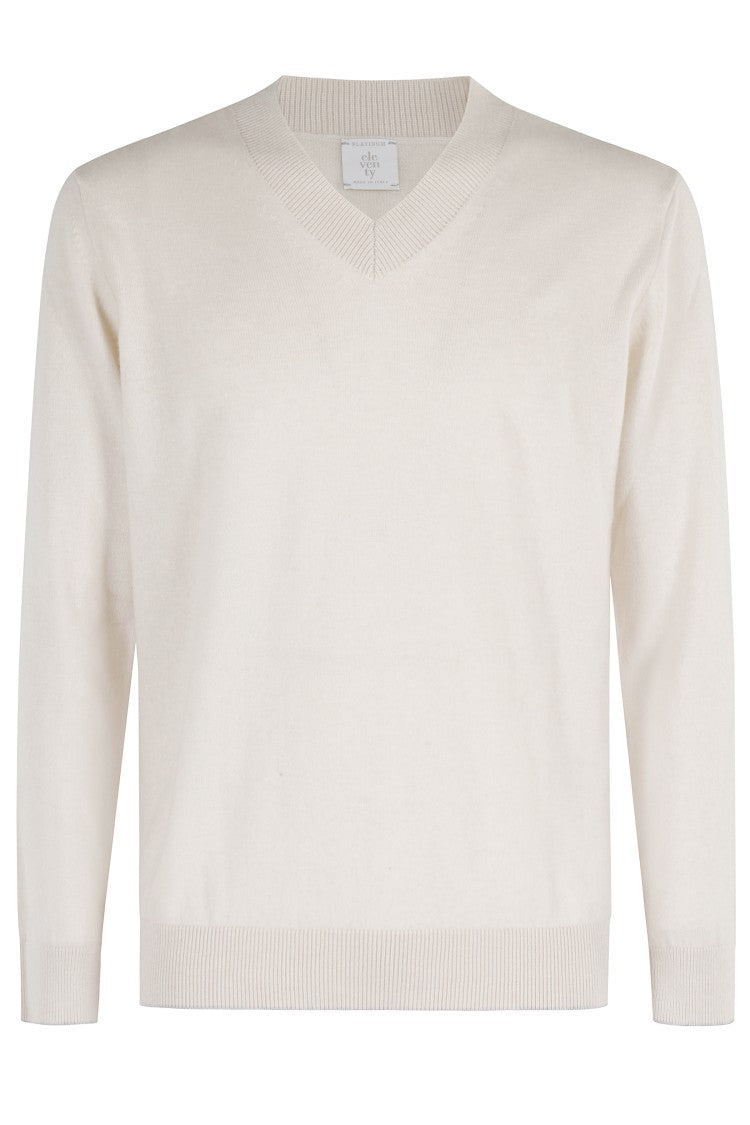 Eleventy Beige V-Neck Sweater Ml