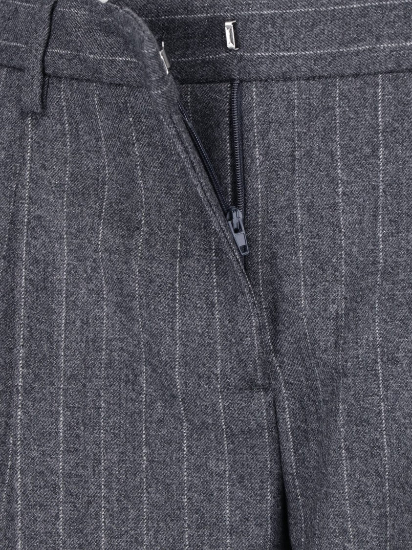 Lardini Grey Virgin Wool Pinstripe Straight-Leg Pants
