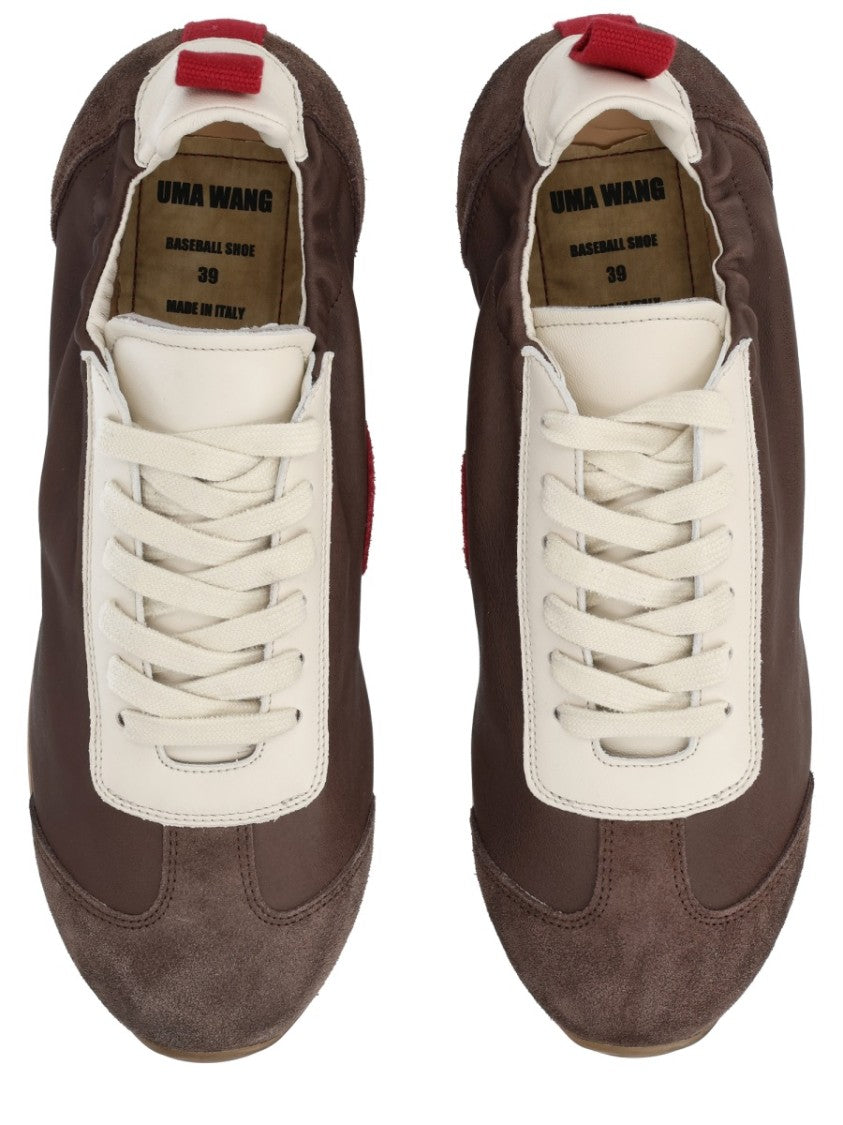 Uma Wang Brown Leather Suede Panels Sneakers