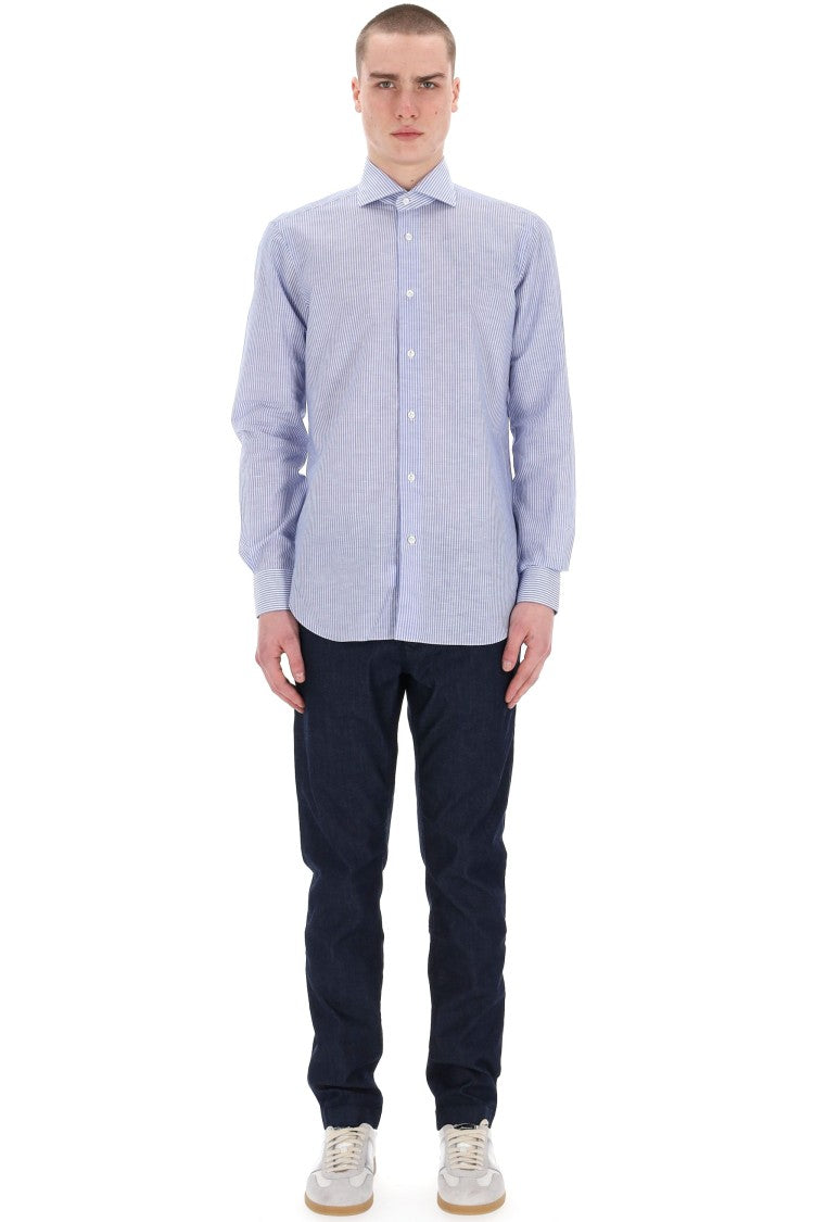 Barba Striped Cotton-Linen Tailored Shirt Cult Line