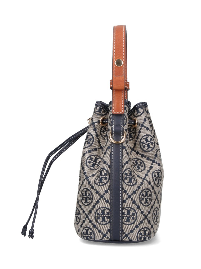 Tory Burch "T-Monogram" Bucket Bag Beige