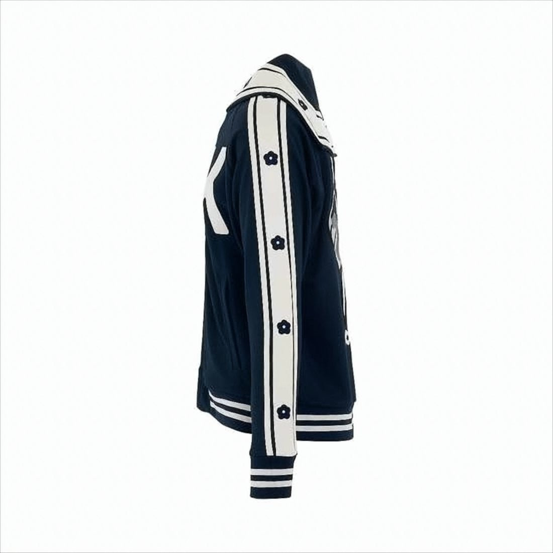 Kenzo Navy Zip-Up Jacket With Graphic Elephant And Floral Motifs