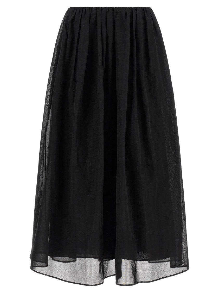 Brunello Cucinelli Long Skirt In Semi-Transparent Cotton Organza