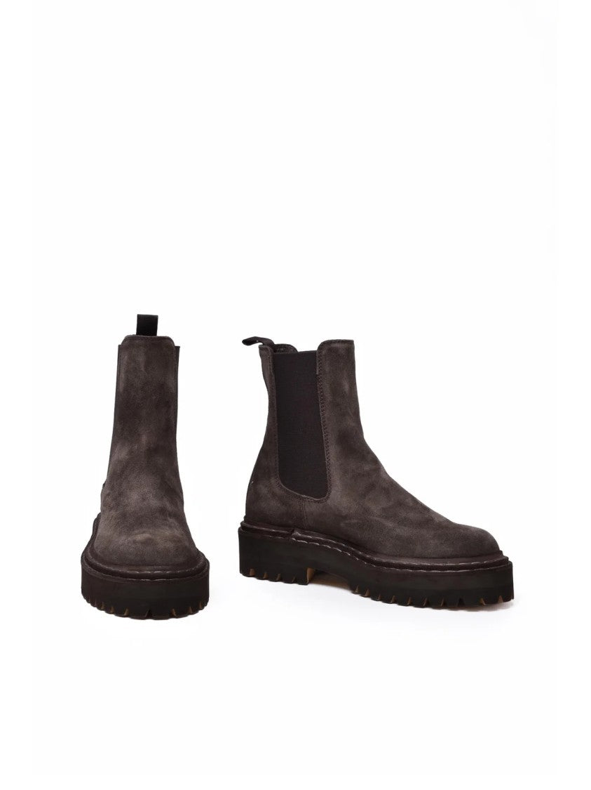Officine Creative Brown Suede Block-Heel Ankle Boots