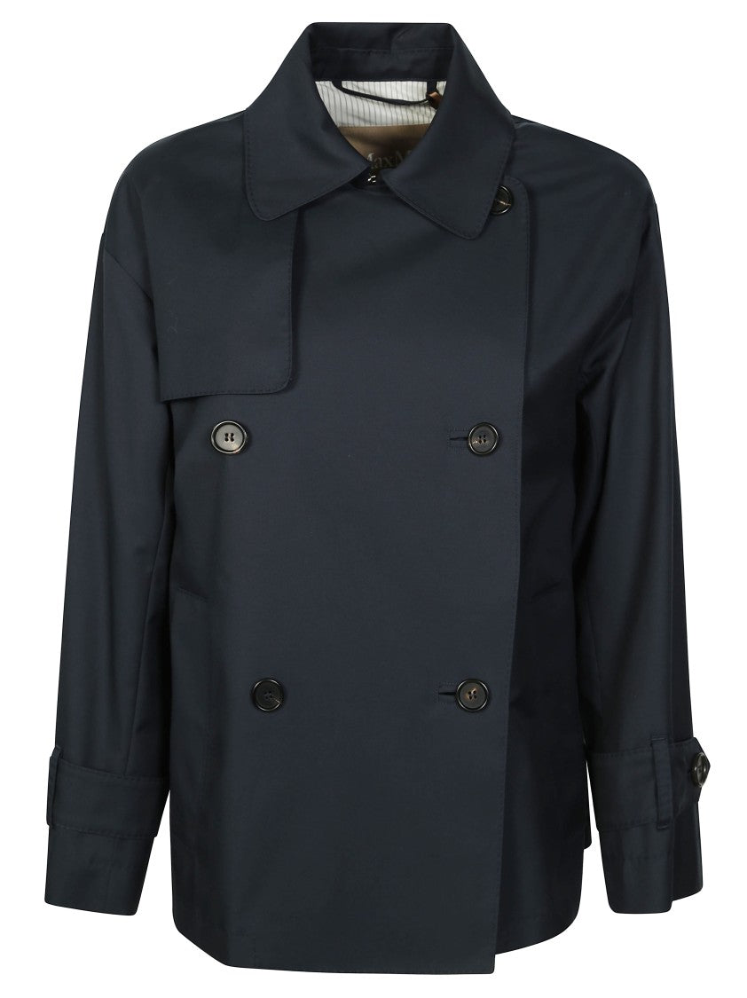Max Mara Double-Breasted Black Trench Coat With Oversized Silhouette