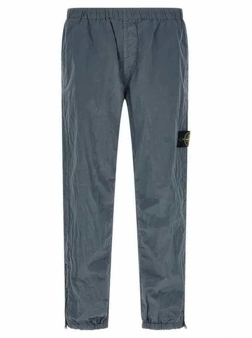 Stone Island Relaxed Fit Straight Pants With Textured Finish