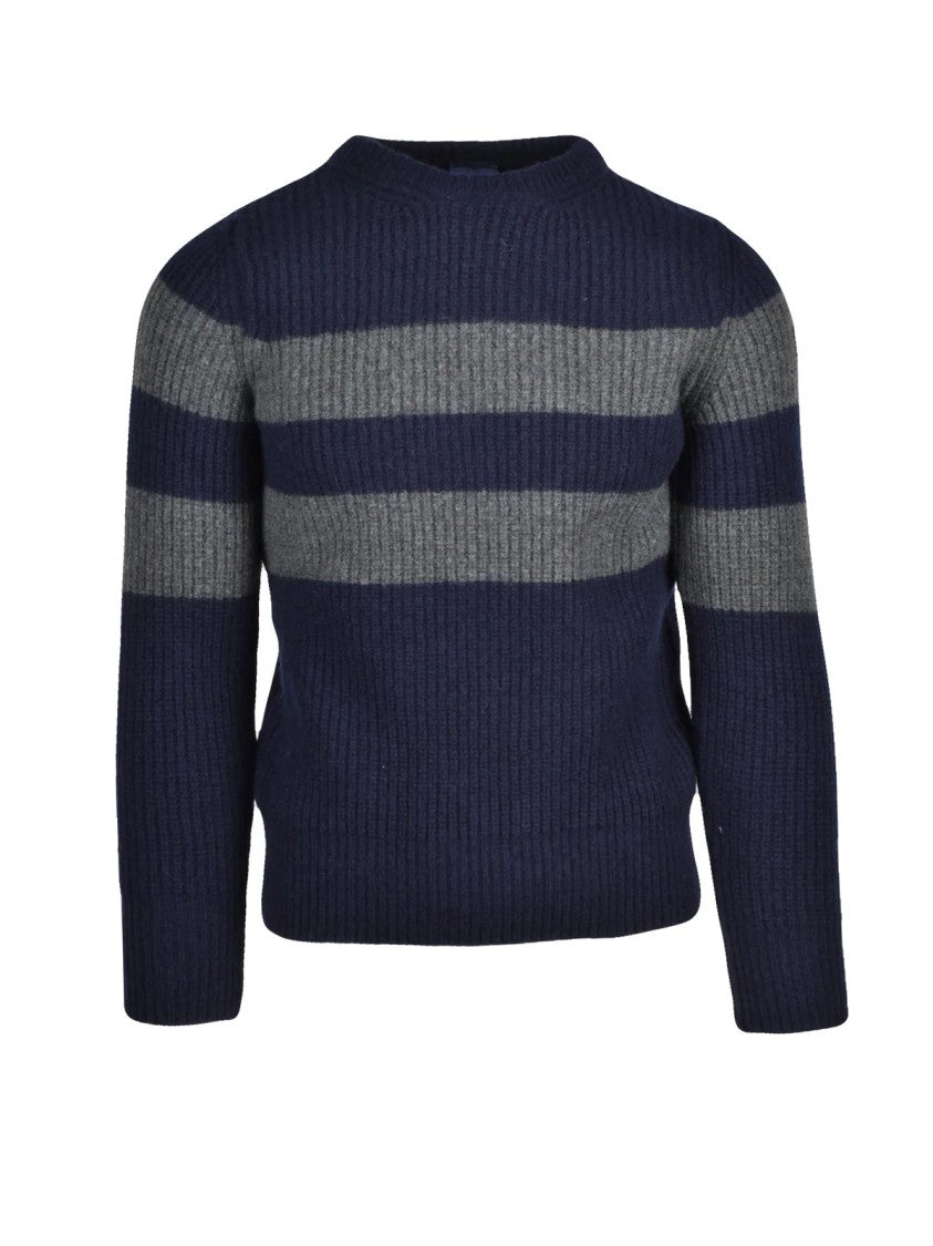 Paul & Shark Blue Striped Virgin Wool-Blend Crewneck Sweater