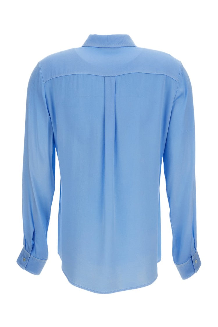 Q-Wins Clear Blue Long-Sleeve Shirt With Classic Collar