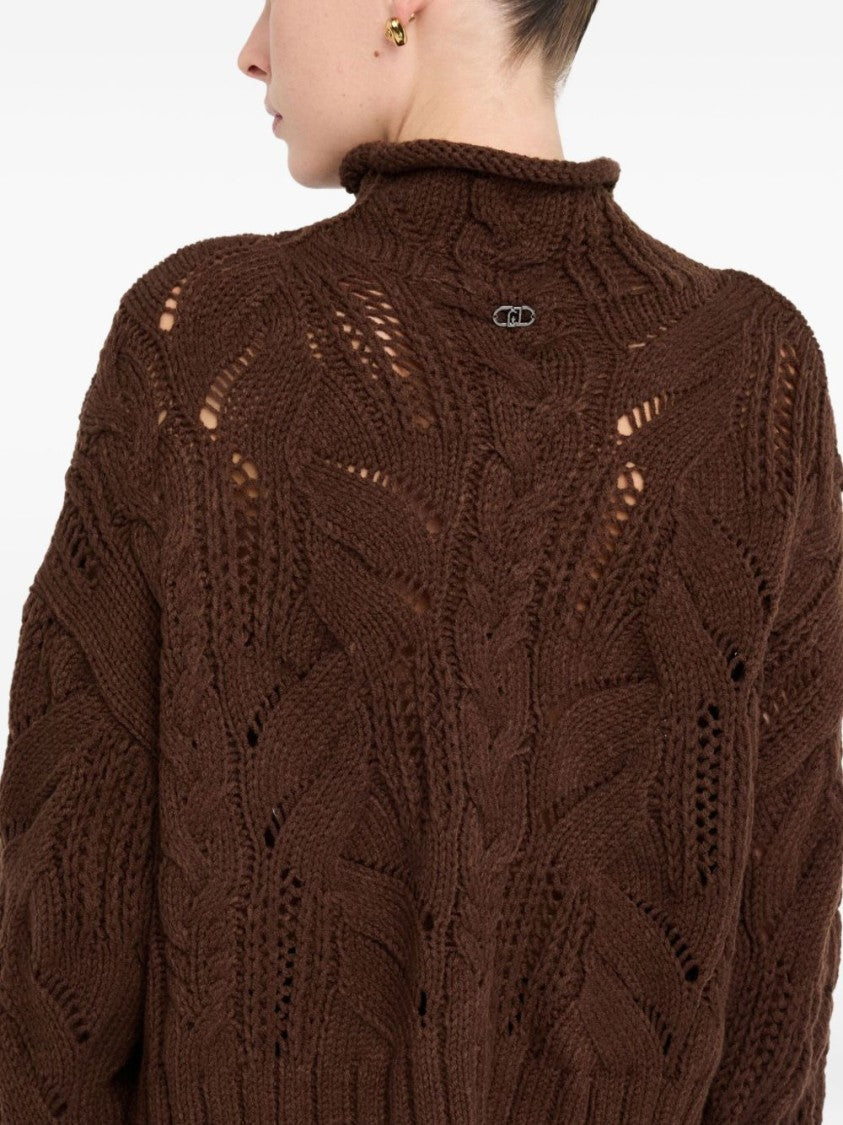 Liu Jo Brown Sweater With Cable Knit