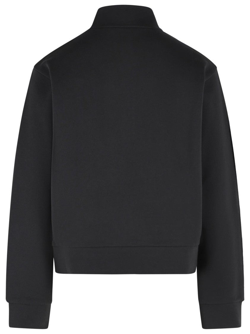 Moncler Black T-Neck Cropped Cotton Sweatshirt