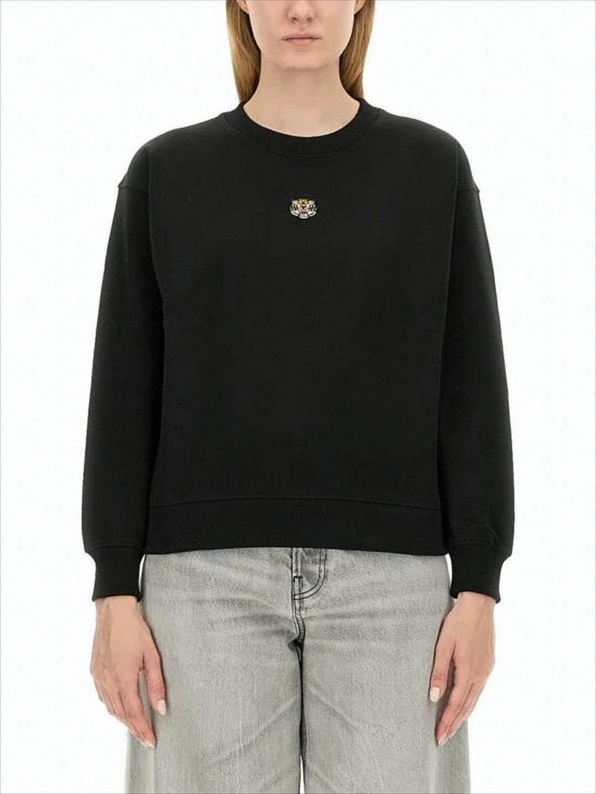 Kenzo Relaxed Fit Black Long-Sleeve Top With Embroidered Detail