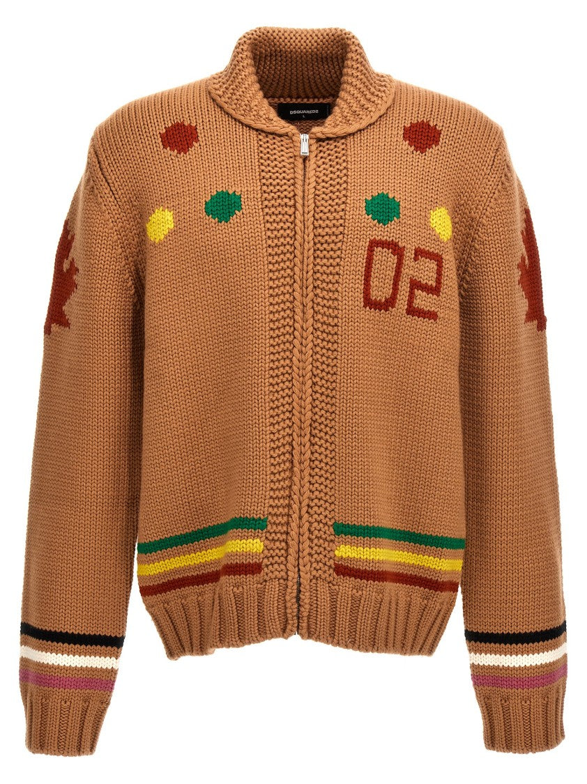 Dsquared2 Oversized Jacquard Wool Cardigan