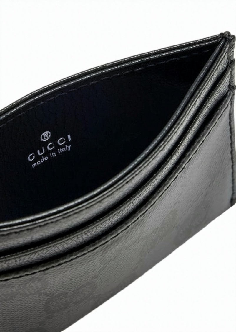 Gucci Leather And Canvas Cardholder With Monogram Pattern