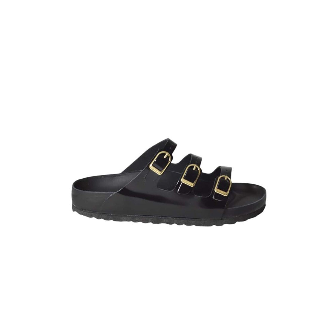 Birkenstock Black Sandals With Adjustable Straps And Gold-Tone Buckles