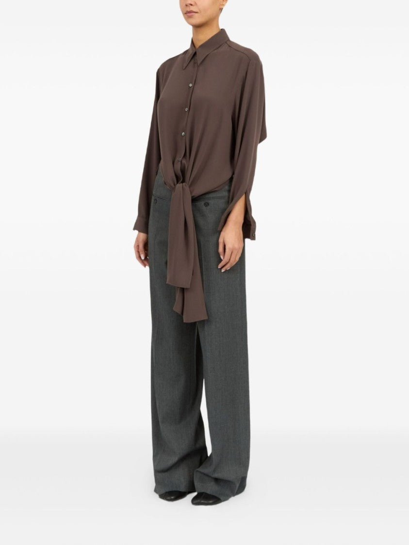 Mm6 By Maison Margiela Brown Shirt With Tie-Front Detail