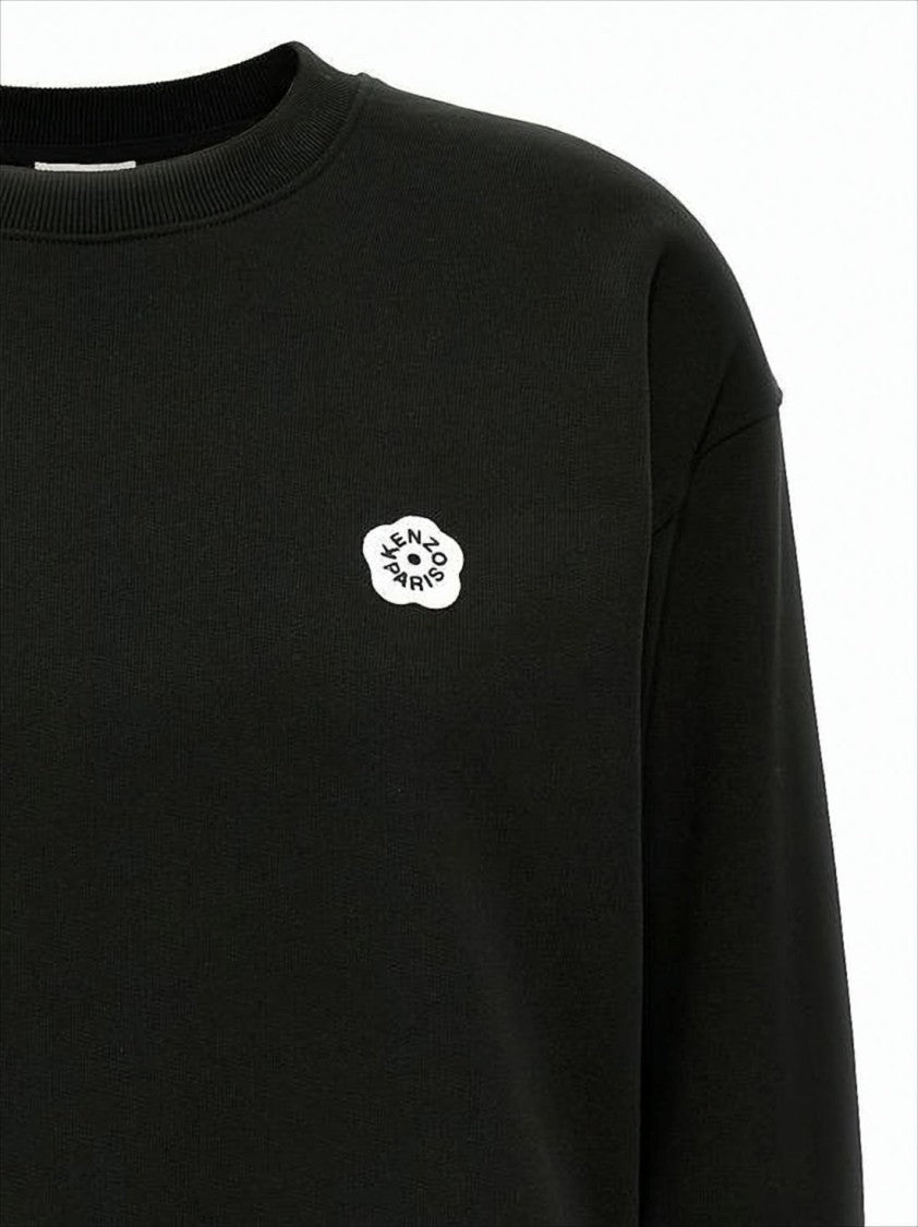 Kenzo Relaxed Fit Black Cotton Long-Sleeve Sweatshirt With Embroidered Logo