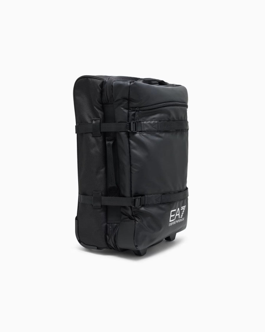 Ea7 Emporio Armani Black Polyestere Trolley With Extendable Handle And Internal Dividers