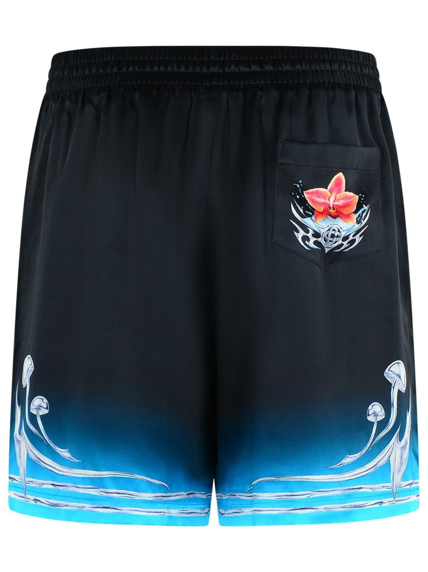 Casablanca Black Silk Bermuda Shorts
