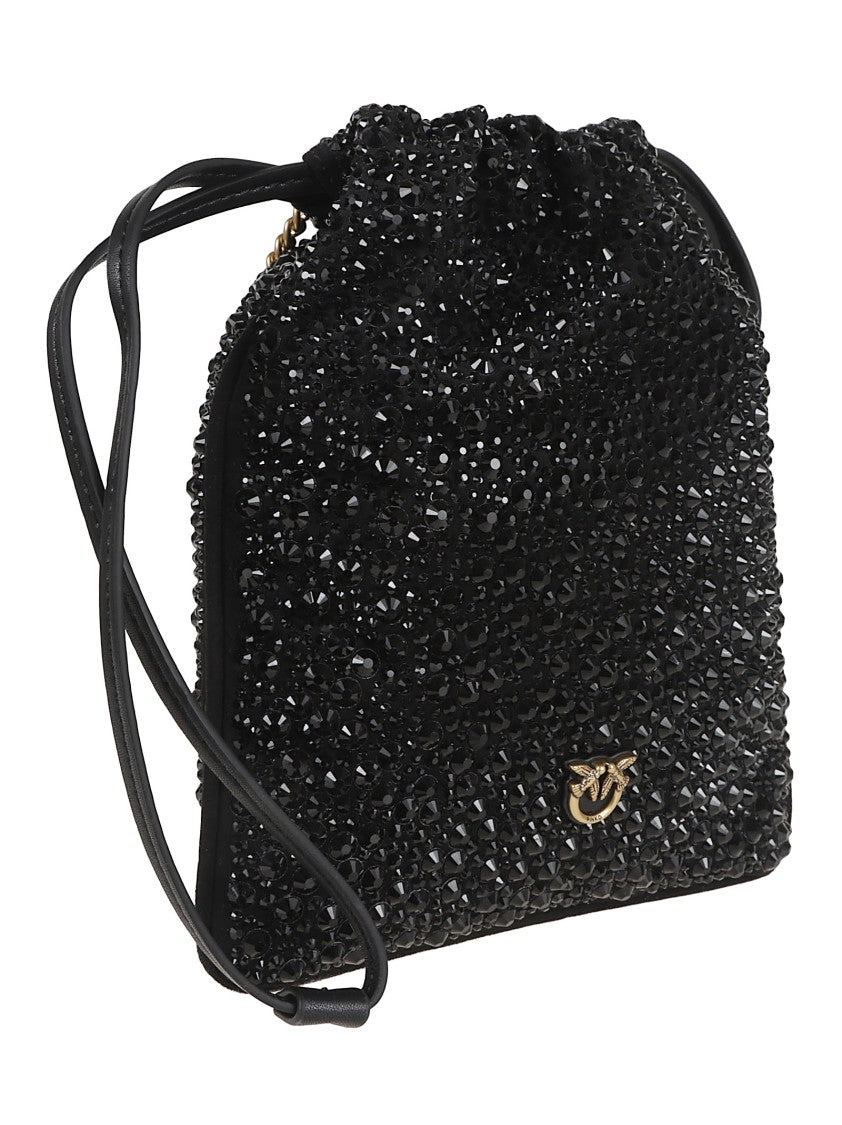 Pinko Slouchy Bucket Bag With Rhinestone Embellishments