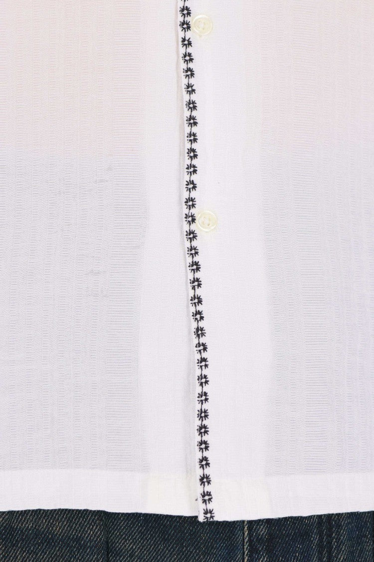 Officine Generale Eren All-Over Embroidered Seersucker Shirt