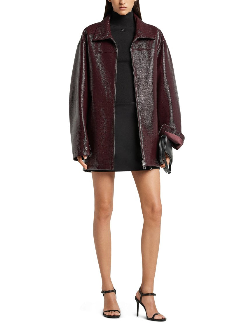Courrèges Glossy Vinyl Maxi Bomber Jacket
