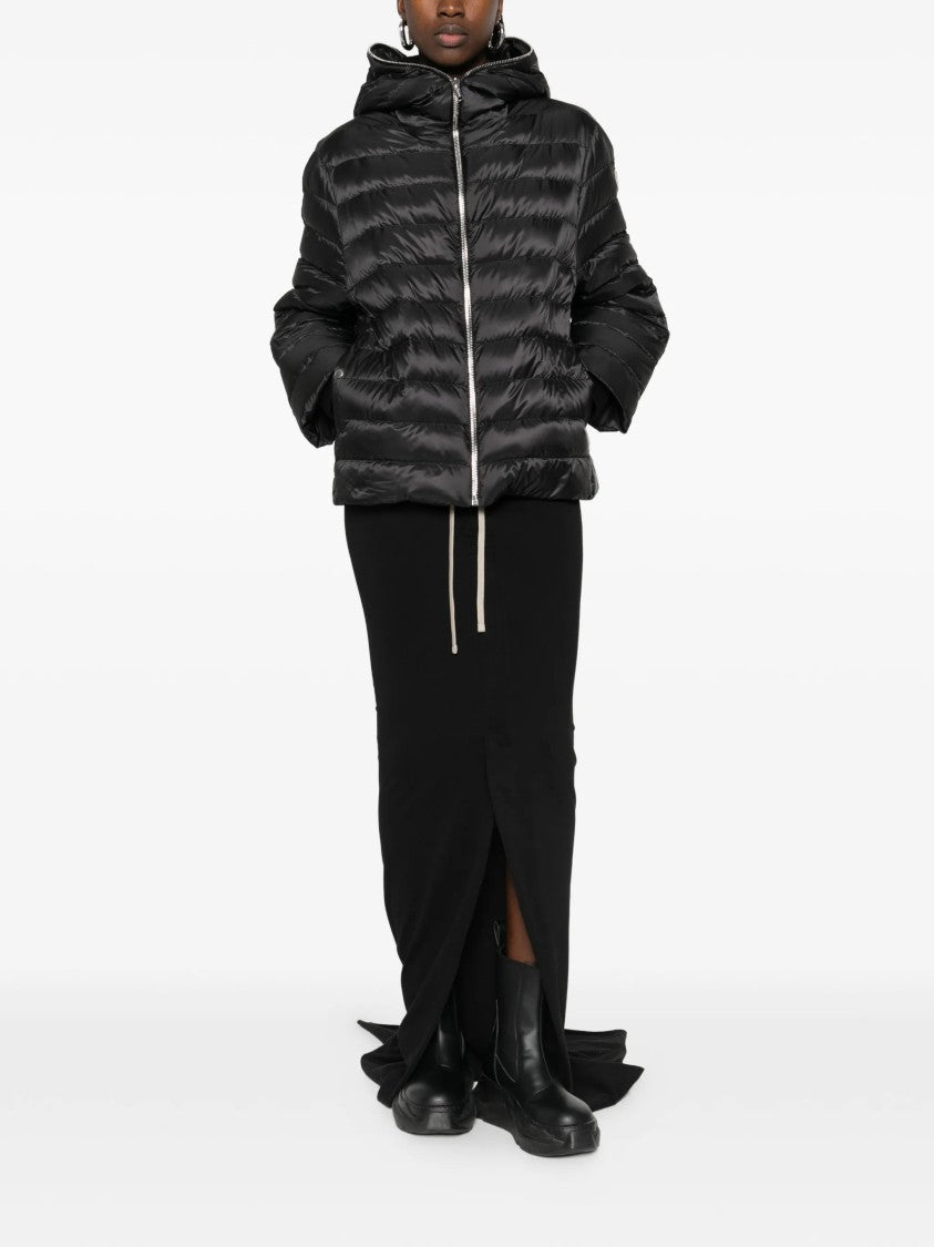 Moncler X Rick Owens Black Woven Quilted Cropped Jacket