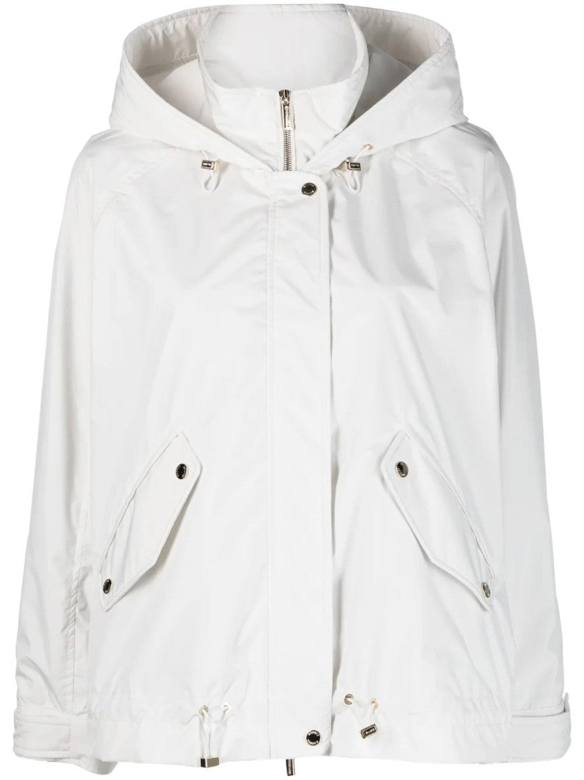 Moorer White Bomber Jacket With Hood
