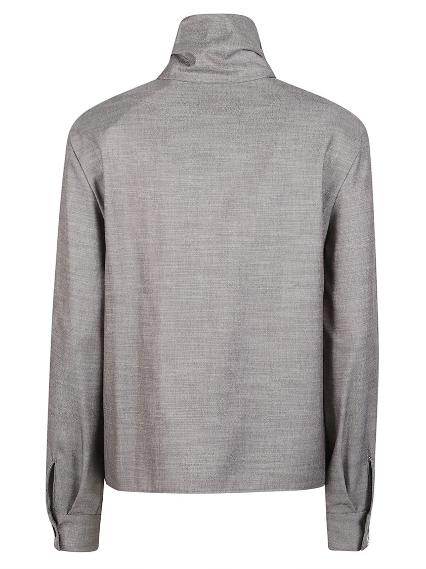 Patrizia Pepe Boxy Draped Collar Polyester-Blend Blouse
