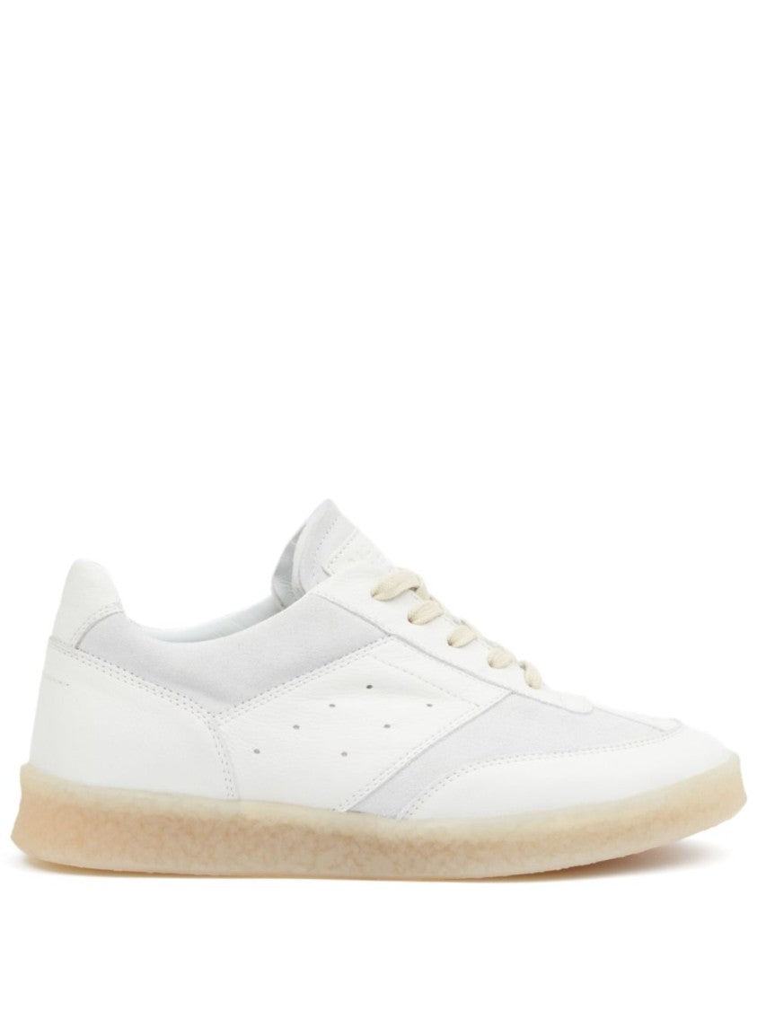 Mm6 By Maison Margiela Classic White Sneakers With Branded Detailing