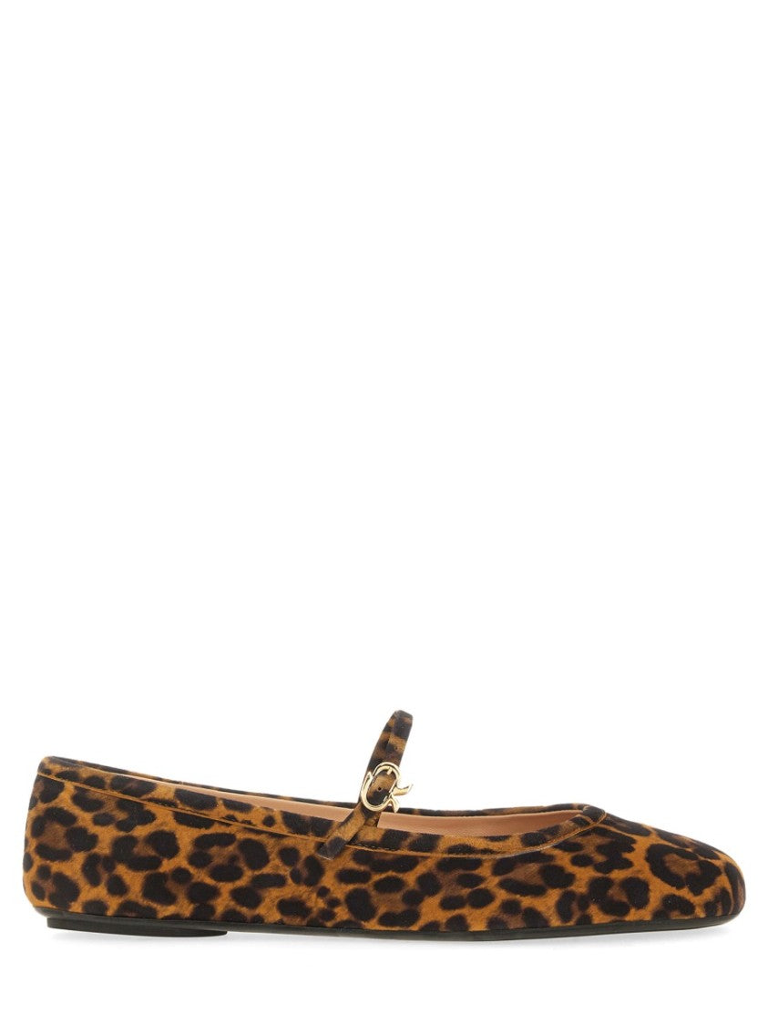 Gianvito Rossi Leopard Animalier Print Buckle Flats
