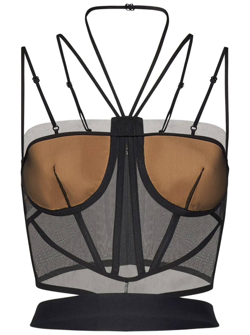 Nensi Dojaka Fitted Black Top With Multi-Strap Design