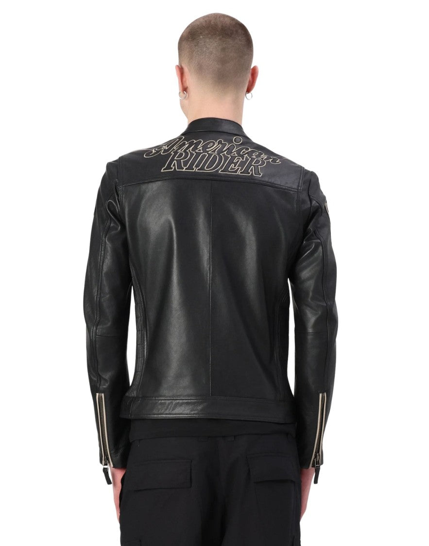 Blauer Blauer Garner Leather Jacket Black Slim Fit With Stand Collar For Men 26Sblul02439-007521 999