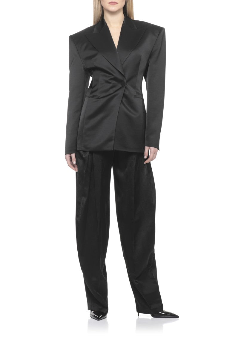 The Andamane Black Tracy Satin Formal Pants