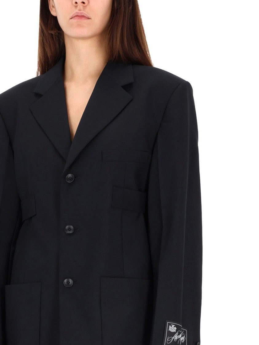 Alexander Wang Black Oversized Wool-Blend Three-Button Blazer