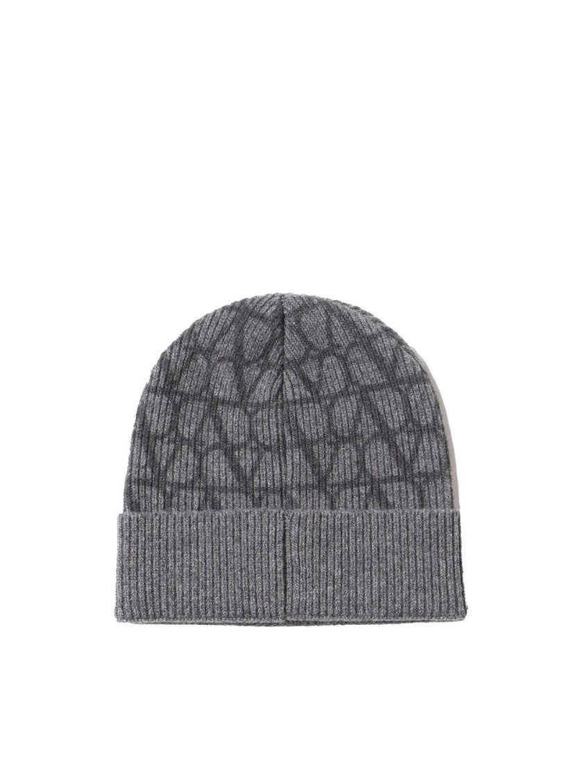 Valentino Garavani Textured Grey Wool Beanie